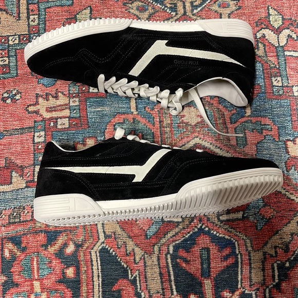 NWT TOM FORD Suede Leather Low Top Sneakers in Black size 12 - Picture 12 of 13